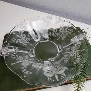 Vintage Heisey Glass Co. 'Orchid' Pressed Glass‎ Footed Sauce/Candy Dish